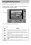 Page 112112
Using PhotoImpression
You can use PhotoImpression to perform the following tasks. With PhotoImpression, you can edit or store still images that you downloaded from the camera.
This software is only available in Windows version.
To start the program, click [Start 
Programs ArcSoft PhotoImpression 4 
PhotoImpression4]. The following screen will appear.
[ Command Button ]
[ Tool Bar ]
Command Button
Button Description
Imports a picture from an album, a source folder, or the camera/scanner, or
captures...