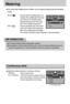 Page 5050Metering
If you cannot obtain suitable exposure conditions, you can change the metering method to take brighter
pictures.MULTI(          ) : 
Exposure will be calculated based on an
average of the available light in the image
area. However, the calculation will be
biased towards the centre of the image
area. This is suitable for general use.
SPOT(          ) : Only the rectangular area in the center
of the LCD monitor will be metered for
light. This is suitable when the subject
in the center is exposed...