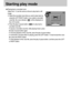 Page 5656
Starting play mode
Playing back a recorded voice
Steps from 1-2 are the same as those to play back a still
image.
3. Select the recorded voice that you want to play back by
using the LEFT/RIGHT button. If you select a recorded
voice file, the voice indicator (        ) will be displayed on
the LCD monitor.
4. Press the play & pause button (           ) to play back a
recorded voice file.
- To pause a recorded voice file, while playing it back, press
the play & pause button again.
- To resume playback...