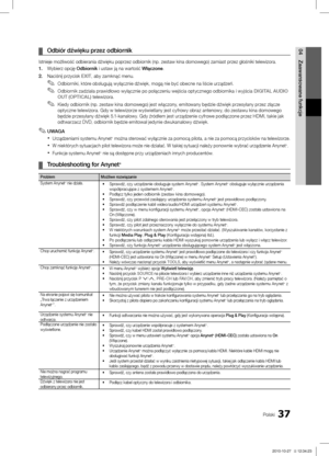 Page 13537Polski
04
Zaawansowane funkcje
Odbiór dźwięku przez odbiornik  ¦
Istnieje możliwość odbierania dźwięku poprzez odbiornik (np. zestaw kina domowego) zamiast przez głośniki telewizora\
.
1. Wybierz opcję Odbiornik i ustaw ją na wartość Włączone.
2. Naciśnij przycisk EXIT, aby zamknąć menu.Odbiorniki, które obsługują wyłącznie dźwięk, mogą nie być obecne na liście urządzeń.
 ✎
Odbiornik zadziała prawidłowo wyłącznie po połączeniu wejścia optycznego odbiornika i wyjścia  ✎DIGITAL AUDIO 
OUT (OPTICAL)...