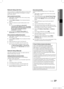 Page 2727English
04
Advanced Features
Network Setup (Ad-Hoc)
You can connect to a mobile device without an access point 
through the “Samsung Wireless LAN Adapter” by using a 
peer to peer network.
How to connect to new Ad-hoc
1. Follow Steps 1 through 6 in the “How to set up using 
PBC (WPS)”. (P. 26)
2. Choose Select a network. A list of devices/networks 
appears.
3. While in the device list, press the Blue button on the 
remote.The message 
 ✎Ad-hoc is a direct WI-Fi 
connection with cellphone or PC. The...