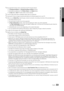 Page 3333English
04 Adva\fced	 Features ✎No supported \functions when connecting to the PC through network:
 xThe Backgrou\fd	Music and Backgrou\fd	Music	Setti\fg \functions\b
 xSorting \files by pre\ference in the Photos , Music, and Videos \folders\b
 xThe � (REW) or µ (FF) button while a movie is playing\b
 ✎The Divx DRM, Multi-audio, embedded caption does not supported\b
 ✎Samsung PC Share manager should be permitted by the \firewall programme on your PC\b
 ✎When you use Media	P\bay mode through a network...