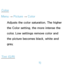 Page 55Color
Menu  → Picture 
→ Color
Adjusts the color saturation. The higher 
the Color setting, the more intense the 
color. Low settings remove color and 
the picture becomes black, white and 
gray.
Tint (G/R)
Menu  → Picture 
→ Tint (G/R)
 
