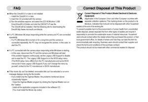 Page 79]78^
FA Q
Correct Disposal of This ProductCorrect Disposal of This Product (Waste Electrical & Electronic
Equipment)
(Applicable in the European Union and other European countries with
separate collection systems) This marking shown on the product or its
literature, indicates that it should not be disposed with other household
wastes at the end of its working life. 
To prevent possible harm to the environment or human health from uncontrolled
waste disposal, please separate this from other types of...