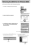 Page 108108
Removing the USB Driver for Windows 98SE
To remove the USB driver, refer to the process shown below.
1. Trace [Start Settings] and click [Control Panel].
[Click !]
4. A window will open. Click the [OK] button and
the camera driver will be removed.5. Uninstallation is complete. 
Click the [Finish] button and the window
will disappear.
[Click !]
[Click !]
2. Double-click [Add/Remove programs].
3. The [Add/Remove Programs Properties] window will
open. Click [Digimax U-CA3 Camera] and click the...