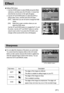 Page 4141
Effect 
Sharpness
You can adjust the sharpness of the picture you want to take.
You cannot check the sharpness effect on the LCD monitor
before you take a picture, because this function is applied only
when the captured image is stored on the memory. You can
select from AUTO and MANUAL modes. 
Sub menu Icon  Description 
The edges of the image are softened. 
This effect is suitable for editing images on your PC.
The edges of the image are sharp. 
This is suitable for printing.
The edges of the image...