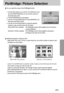 Page 5959
PictBridge: Picture Selection
1. Connect the camera to your printer. The USB menu must
be set to [PRINTER] before you connect the camera to
the printer.(See p.58)
2. The [PICTBRIDGE] menu will appear.
3. Use the UP and DOWN buttons to select [IMAGES], and
then press the RIGHT button.
4. Use the UP and DOWN buttons to select the desired
submenu value, and then press the OK button.
When [ONE PIC] is selected : The PictBridge function will be applied only to the picture
currently displayed.
When [ALL...