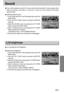 Page 6969
Sound 
If you set the operation sound to ON, various sounds will be activated for camera startup, when
button are pressed, and if there is a card error, so that you can be aware of the camera
operation status.
Setting Operation Sounds
1. In any mode other than Voice Recording mode, press the
MENU button.
2. Press the LEFT/ RIGHT button and select the [SETUP]
menu tab.
3. Select the [SOUND] menu by pressing the UP/ DOWN
button and press the RIGHT button.
4. Select a desired sub menu by pressing the UP/...