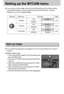 Page 6464
Setting up the MYCAM menu
You can set up a start up image, start up sound and shutter sound. Every camera working
mode (with the exception of Voice recording mode) has the MYCAM menu. The items
indicated by                    are default settings.
Menu tab Main menu Sub menu Page
OFF IMAGE 1
IMAGE 2
OFF SOUND 1
SOUND 2 SOUND 3
OFF SOUND 1
SOUND 2 SOUND 3
S.IMAGE
S.SOUND
SH.SOUNDp.64
p.65
p.65
You can select the image that is first displayed on the LCD monitor whenever the camera is
turned on. 
Setting...