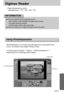 Page 127127
Digimax Reader
With PhotoImpression, you can edit or store still images that you downloaded from the
camera. This software is only available in Windows version.
To start the program, click [Start Programs ArcSoft PhotoImpression 4 
PhotoImpression 4]. The following screen will appear.
[ Command Button ]
[ Tool Bar ] [ Help Button ]
To get an image that can be recognized as a text : 
- Keep a distance of 20cm between the subject and the camera. 
- The subject need to be centered. 
- Avoid the camera...