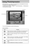 Page 106106
Using PhotoImpression
You can use PhotoImpression to perform the following tasks. With PhotoImpression, you can edit or store still images that you downloaded from the camera.
This software is only available in Windows version.
To start the program, click [Start 
Programs ArcSoft PhotoImpression PhotoImpression].
The following screen will appear.
[ Command Button ]
[ Tool Bar ] [ Help Button ]
Command Button
Button Description
Imports a picture from an album, a source folder, or the camera/scanner,...