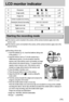 Page 1919
LCD monitor indicator
15 Sharpness p.42
16 Image quality p.38
17  Image size 2560, 2048, 1600, 1024, 640 p.37
Number of available shots remaining18
Remaining time ( Movie clip/ Voice recording)00:01:25 / 00:24:52 p.19~21 
19  Digital zoom rate X5.0 p.23
20  Digital zoom bar
21 Voice memo p.24
Starting the recording mode
If the memory card is inserted in the camera, all the camera functions apply only to the
memory card.
If the memory card is not inserted in the camera, all the camera functions apply...