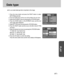 Page 8787
PLAY
Date type
You can select date type that is imprinted on the image.
1. Press the menu button and press the RIGHT button to select
[SETUP](Second) tab.
2. 
Press the DOWN button and the cursor will be shifted to the main menu.
3. Select the [FORMAT] menu by pressing the UP/DOWN button.
4. Press the DOWN button on the [FORMAT] menu and the next
menu page will be displayed.
5. Select [D.TYPE] menu by pressing the UP/DOWN button.
6. Press the RIGHT button and the cursor will shift to the [D.TYPE]
sub...