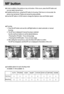 Page 3838MF buttonIn dark conditions, the autofocus may not function. If this occurs, press the MF button and
you can select manual focus.Carefully set the focus, using the MF button for focusing. If the focus is not accurate, the
picture may be blurred. Please set manual focusing carefully.Use the MF button in A/S/M mode to change the Aperture value and Shutter speed.Focusing
1. Press the MF button and use the Left/Right buttons to select automatic or manual
focusing.
2. The MF bar is displayed if manual...