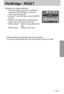 Page 7777
PictBridge : RESET
Initializes user-changed configurations.
1. Connect the camera to your printer. The [USB] menu
must be set to [PRINTER] before you connect the
camera to the printer.(See p.86)
2. Use the LEFT and RIGHT buttons to select the [RESET]
menu tab.
3. Use the UP and DOWN buttons to select the desired
submenu value, and then press the OK button.
- If [YES] is selected : All print and image settings will be
reset.
- If [NO] is selected : Settings will not be reset.
Default print setting...