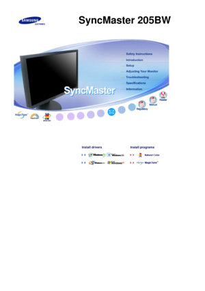 Page 1  
  
  
  
  
  
  
  
  
  
  
  
  
   
     
 
 
Install drivers   Install programs  
  
  
 
 
     
SyncMaster 205BW
 