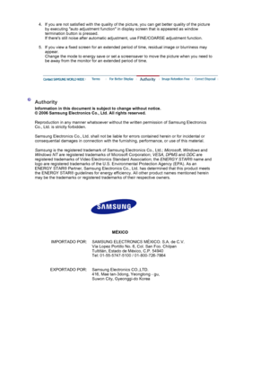 Page 604. If you are not satisfied with the quality of the picture, you can get better quality of the picture 
by executing auto adjustment function in display screen that is appeared as window 
termination button is pressed. 
If theres still noise after automatic adjust ment, use FINE/COARSE adjustment function.  
 
5. If you view a fixed screen for an extended period of time, residual image or blurriness may  appear. 
Change the mode to energy save or set a screensaver to move the picture when you need to 
be...