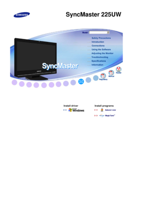 Page 1 
  
  
  
  
  
  
  
  
  
  
  
  
  
 
 
 
Install driver Install programs
  
    
  
 
SyncMaster 225UW
 