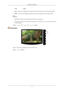 Page 42•
Auto •Wide
• Auto - The screen is displayed in accordance with the screen aspect ratio of the input signals.
• Wide - A full screen is displayed regardless of the screen aspect ratio of the input signals.  Note
• Signals not available in the standard mode table are not supported.
• If the wide screen  which 
is the optimal resolution for the monitor is set on your PC, this function
is not performed.
MENU →   ,   →   →   ,   →  →  ,   → MENU
 Information
Shows a video source, display mode on the OSD...