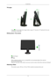 Page 19Tilt angle
Using (), You can adjust the tilt angle within a range of 5° forward to 25° backward for the most
comfortable viewing angle.
Sliding stand / Pivot stand
 Stand Stopper
 Note
When rotating the monitor screen, you should lift it to the maximum heig\
ht of the stand and 
then lean the top backwards. 
Connections
18 Otherwise, the corners of the monitor screen may come into contact with \
the floor and become damaged.
Attaching a Base This monitor accepts a 200 mm x 100 mm VESA-compliant mounting...