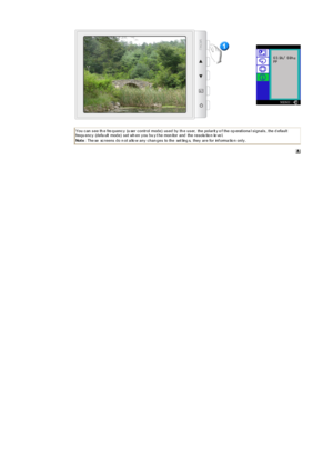 Page 26 
You c an s ee th e fre quenc y  (u ser  c ontr ol mode)  us ed by  th e us er,  the polar it y o f the op erationa l s ignals , the d efault 
frequ enc y  (defa ult  mode)  s et wh en y ou bu y t he mon itor  and  the r es olu tio n le ve l.   
Not e: The se  sc r eens  do n ot allo w any  c han ges  to the  set ting s,  they  ar e for  inf orma tio n only .  
 