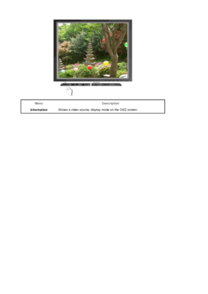 Page 49Menu Description
Information Shows a video source, display mode on the OSD screen. 
 