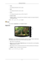 Page 32•
Game
For watching motion pictures such as a game.
• Sport
For watching motion pictures such as a sport.
• Movie
For watching motion pictures such as a DVD or Video CD.
• Dynamic Contrast
Dynamic Contrast is to automatically detect distribution of inputted visual signal and a\
djust to
create optimum contrast.
MENU →   →   ,   →   →   ,   → MENU
 Color
(Not available in  MagicBright mode of Dynamic Contrast.)
MagicColor MagicColor is a new technology that Samsung has exclusively developed to improve d\...