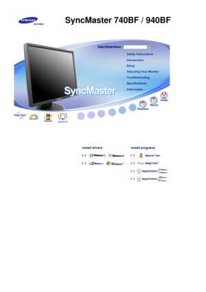 Page 1Install drivers   Install programs  
SyncMaster 740BF / 940BF
 