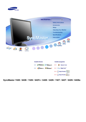 Page 1Install drivers   Install programs  
     
SyncMaster 740B / 940B / 740N / 940Fn / 540B / 540N / 740T / 940T / 940N\
 / 940Be
 