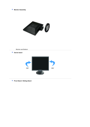 Page 26 
   Monitor Assembl
y 
Monitor and Bottom  
 
   Swivel stand 
 
 
 
   Pivot Stand / Sliding Stand
 