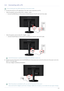 Page 22Installing the Product2-4
2-4 Connecting with a PC
 The connecting part may differ depending on the product model. 
1.Connect the product to a PC depending on the video output supported by the PC.
•  When the graphics card provides D-Sub	Analog
output
• Connect the [RGB IN] port of the product to the [D-Sub] port of the PC with the D-Sub cable.
•  When the graphics card provides DVI	Digital
 output
•  Connect the [DVI IN] port of the product to the [DVI] port of the PC with the DVI cable.
 The DVI...