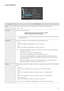 Page 38Using the product3-10
 SETUP&RESET
MENUDESCRIPTION
Reset Use this function to restore the visual quality and color settings to the factory defaults.
• - 
Language Select a language for the OSD.
 The selected language is only applied to the product OSD. This setting does not affect the other 
functions of the PC.
 
MagicReturn Only works in Windows 7 and recommended when using multiple monitors.
• 
Whenis selected, thefunction is turned off.
•
Whenis selected, thefunction is turned on.
 • The function is...