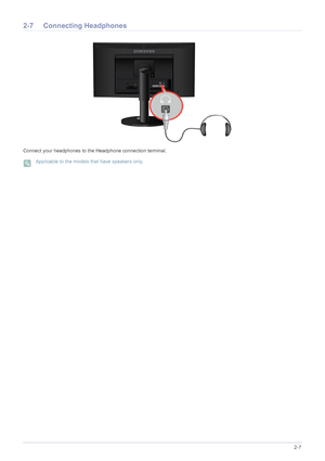 Page 26Installing the Product2-7
2-7 Connecting Headphones
Connect your headphones to the Headphone connection terminal.
 Applicable to the models that have speakers only.
 
 