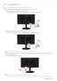 Page 222-4Installing the Product
2-4 Connecting with a PC
 The connecting part may differ depending on the product model. 
1.Connect the product to a PC depending on the video output supported by the PC.
•  When the graphics card provides D-Sub	Analog
output
• Connect the [RGB IN] port of the product to the [D-Sub] port of the PC with the D-Sub cable.
•  When the graphics card provides DVI	Digital
 output
•  Connect the [DVI IN] port of the product to the [DVI] port of the PC with the DVI cable.
 The DVI...