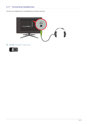 Page 25Installing the Product2-11
 EX-LINK: Connector for service only.
 
2-11 Connecting Headphones 
Connect your headphones to the Headphone connection terminal.
 