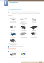 Page 2020
Preparations
1
1 Preparations
1.1.2 Checking the Components
 Contact the dealer from whom you purchased the product if any item is missing.
The appearance of the components and items sold  separately may differ from the image shown. 
Components
 Components may differ in different locations. 
Items sold separately 
 The following items can be purchased at your nearest retailer. 
Quick Setup GuideWarranty Card
(Not available in some  locations) User Manual
Power cable
DC power adapter Stand base
D-SUB...