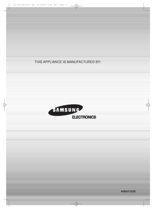 Page 70AH68-01342B
THIS APPLIANCE IS MANUFACTURED BY:
 1p~30p(DB1350)-GB  2/16/04 5:48 PM  Page 2
 