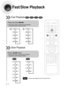 Page 22Fast/Slow Playback
Fast PlaybackDVDVCDCDMP3
Press and hold              .
•Each time the button is held down during playback, 
the playback speed changes as follows:
Press  SLOW button.
•Each time the button is pressed during playback, 
the playback speed changes as follows:
Slow Playback
DVDVCD
21
•Reverse slow playback does not work with VCDs.Note
 1p~30p(DB750)-GB  2004.9.16  8:43 AM  Page 24
 