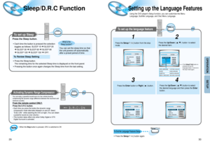 Page 16OPERATION
SETUP
29
Setting up the Language Features 
Using the DVD players Setup function, you can customize the Menu
Language, Subtitle Language, and Disc Menu Language.
To set up the language feature 
12
ENGLISH
CHINESE
CHINESE
CHINESE OSD LANGUAGE SYSTEM 
AUDIO 
SUBTITLE
MENU LANGUAGE LANGUAGES 
 : Move                                Setup : Exit
AUDIO 
SUBTITLEOSD LANGUAGE 
MENU LANGUAGE
AUDIO 
SUBTITLE OSD LANGUAGE 
MENU LANGUAGE
 : Move                                Setup : Exit
ENGLISH
CHINESE...