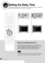 Page 54Setting the Delay Time
If the speakers cannot be placed at equal distances from the listening position, you can adjust the
delay time of the audio signals from the center and rear speakers.
53
Setting up the Speaker Delay Time
When 5.1CH Surround Sound is played, you can enjoy the best sound if
the distance between you and each speaker is the same. Since the sounds
arrive at the listening position at different times depending on the
placement of speakers, you can adjust this difference by adding a delay...