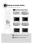 Page 6059
Setting the Audio Quality
You can adjust the balance and level for each speaker.
21
43
In Stop mode,
press MENU
button.Press Cursor     
button to move to
‘Audio’ and then press
ENTER button.
Press Cursor      button
to move to ‘SOUND
EDIT’ and then press
ENTER button.Press Cursor      ,      , 
,      buttons to select
the desired item and then
press  ENTER button.
Method 1When adjusting the audio quality using the setup screen
Press RETURN button to return to the previous level.
Press  MENU button...