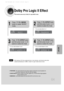 Page 6564
Dolby Pro Logic II Effect
This function works only in Dolby Pro Logic MUSIC mode.
12
•You can select between 0 and 7.•You can select between 0 and 6.
34
•PANORAMA: This mode extends the front stereo image to include the surround speaker\
s for
an exciting wraparound effect with side wall imaging.
•CENTER WIDTH:  Sound is output to the center speaker only. The front left and right spe\
akers
produce phantom sound. 
•DIMENSION: Incrementally adjusts the sound field (DSP) from the front or rear.
•When...