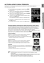 Page 47

RUS

●  НАСТРОйКА СИСТЕМЫ

НАСТРОйКА ФОРМАТА ЭКРАНА ТЕЛЕВИзОРА 
В зависимости от типа телевизора (широкоэкранный или обычный 4:3), можно выбрать форматное 
соотношение экрана телевизора. 
При остановленном воспроизведении нажмите кнопку MENU 
(выбора меню).
Нажмите кнопку курсора % для перехода в меню Настройка, а 
затем нажмите кнопку ENTER (Ввод) или +.
Нажмите кнопку курсора % для перехода к элементу ТВ ЭКРАН, 
а затем нажмите кнопку ENTER (Ввод) или +.
С помощью кнопок $,% выберите нужный...