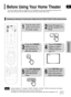 Page 21GB
20
OPERATION
•Buttons Enabled for TV Operation: POWER, CHANNEL, VOLUME, TV/VIDEO, and Numeric (0-9) buttons.
•By default, the remote control is set to work with Samsung TVs. 
See page 67 for more information about remote control operation with other manufacturers TVs.
2
3
Press TVbutton to
set the remote to TV
mode.
Press the POWER
button to turn on
your Samsung TV
with this remote.
56
Press FUNCTIONbutton
on the main unit or DVD
button on the remote to
enable DVD/CD playback.
1
Plug the main units...