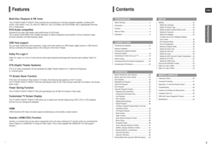 Page 3ENG5PREPARATION
ContentsPREPARATIONSafety Warnings ............................................................2
Precautions ....................................................................3
Features.........................................................................4
Notes on Discs ..............................................................6
Description .....................................................................8CONNECTIONSConnecting the Speakers...