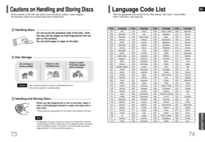 Page 38GB
74
MISCELLANEOUS
Code Language Code Language Code Language Code Language1027 Afar 1181 Frisian 1334 Latvian, Lettish 1506 Slovenian
1028 Abkhazian 1183 Irish 1345 Malagasy 1507 Samoan
1032 Afrikaans 1186 Scots Gaelic 1347 Maori 1508 Shona      
1039 Amharic 1194 Galician 1349 Macedonian 1509 Somali  
1044 Arabic 1196 Guarani 1350 Malayalam 1511 Albanian  
1045 Assamese 1203 Gujarati 1352 Mongolian 1512 Serbian   
1051 Aymara 1209 Hausa 1353 Moldavian 1513 Siswati  
1052 Azerbaijani 1217 Hindi 1356...