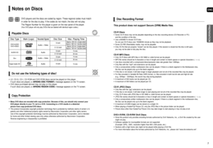 Page 46
ENG
PREPARATION
7
Notes on Discs
DVD players and the discs are coded by region. These regional codes must match 
in order for the disc to play. If the codes do not match, the disc will not play.
The Region Number for this player is given on the rear panel of the play\
er.
(Your DVD player will only play DVDs that are labeled with identical regio\
n codes.)
16
~
•LD, CD-G, CD-I, CD-ROM and DVD-ROM discs cannot be played on this player\
.
If such discs are played, a 

message appears on the TV screen....