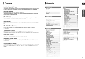 Page 3GB5PREPARATION
ContentsPREPARATIONSafety Warnings ............................................................2
Precautions ....................................................................3
Features.........................................................................4
Notes on Discs ..............................................................6
Description .....................................................................8CONNECTIONSConnecting the Speakers...