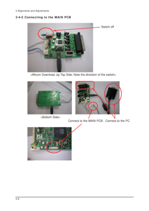 Page 363 Alignments and Adjustments
3-8
3-4-2 Connecting to the MAIN PCB
Switch off

Connect to the PCConnect to the MAIN PCB.

 