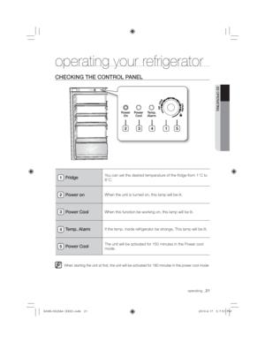 Page 21operating_21
02 OPERATING
operating your refrigerator 
CHECKING THE CONTROL PANEL
Fridge